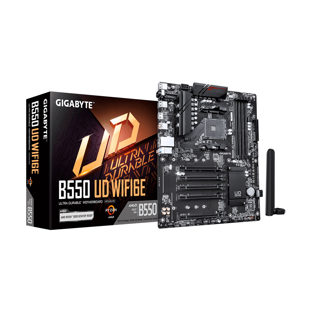 b550-ud-wifi6e-019076 Placa madre Gigabyte, AM4, ATX, PCI 4.0, 1x M.2, 4 DIMM DDR4 Wi-Fi 6E MT7902- BLUETOOTH 5.3 - Imagen 1