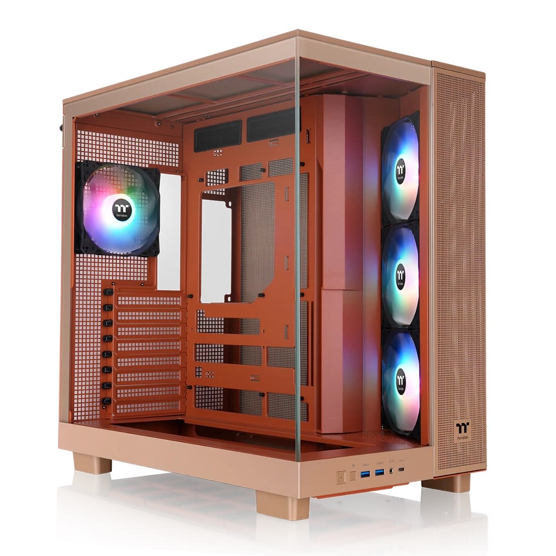 ca-11e-00mgwn-00-011861 Gabinete View 380 XL TG ARGB Gravel Sand/Gravel Sand/Win/SPCC/Tempered Glass*2/120mm ARGB Lite Fan*1+120mm ARGB Lite Reverse Fan*3/Brown Box - Imagen 1