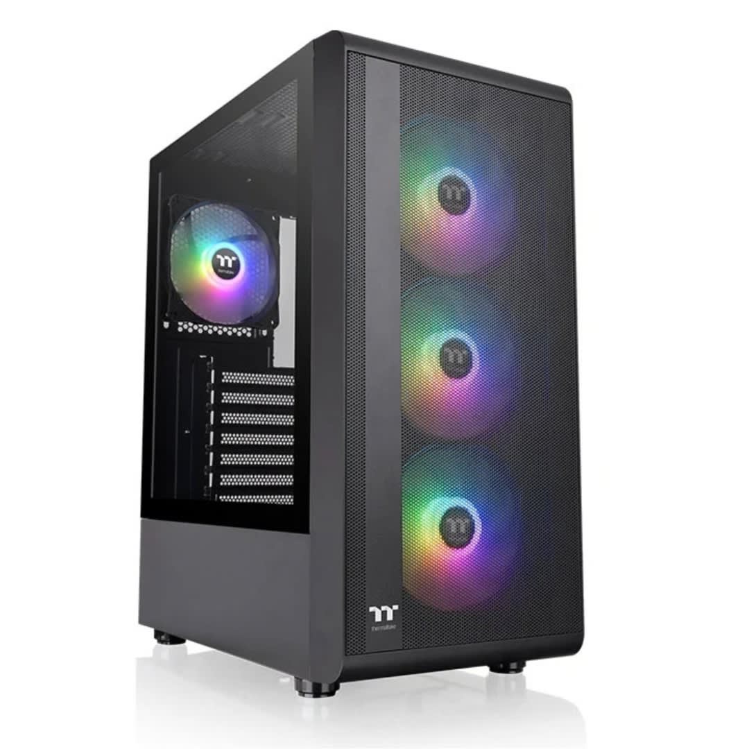 ca-1x2-00m1wn-01-012234 S200 Plus TG ARGB/Black/Win/SPCC/Tempered Glass*1/120mm ARGB Lite Fan*4/Brown Box/For USA - Imagen 1