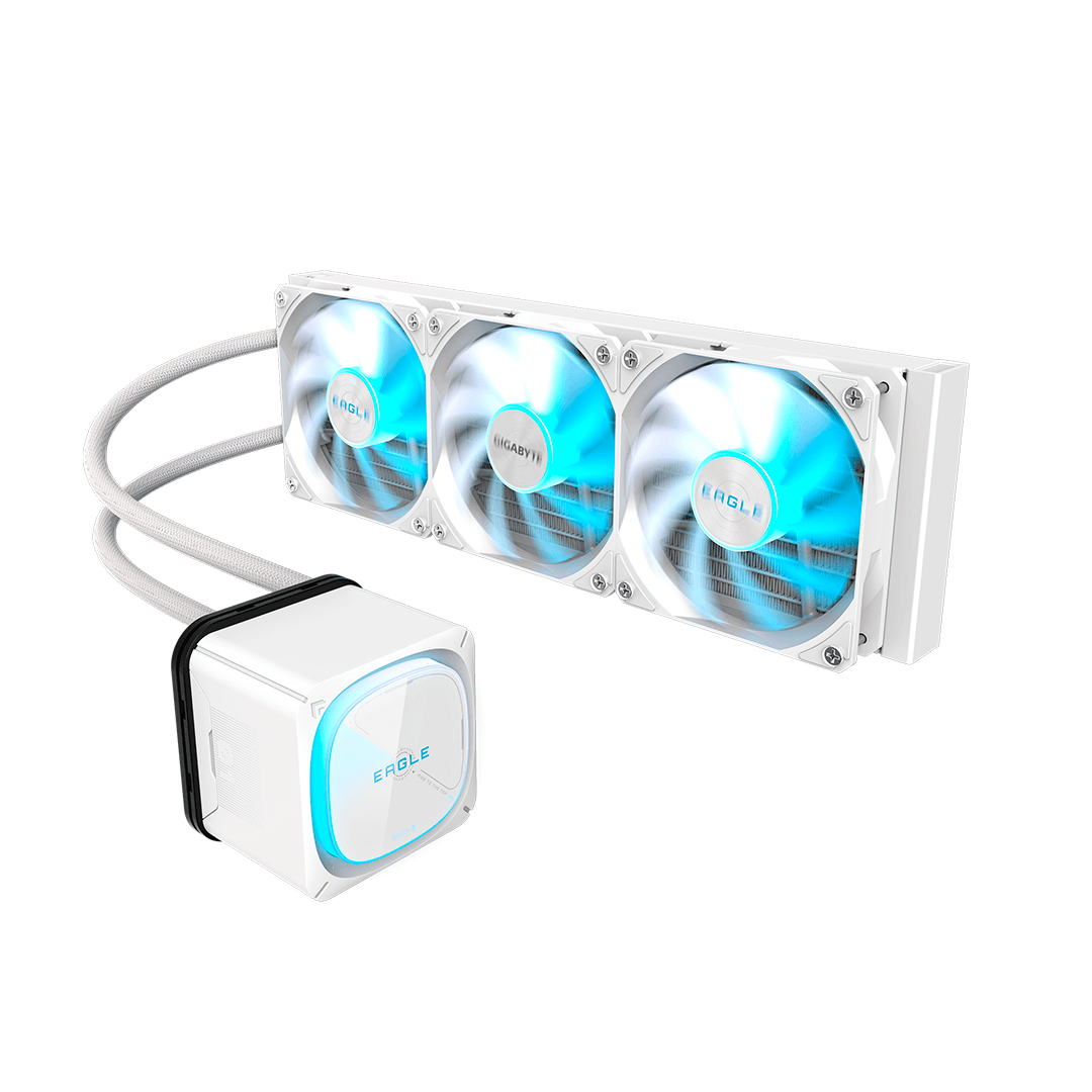 gigabyte-eagle-360-ice-013099 Watercooler Gigabyte, blanco, radiador 360mm, 3 fans, RGB - Imagen 1